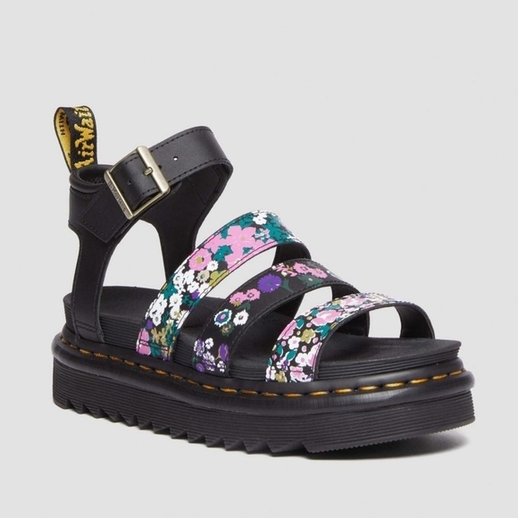 DR. MARTENS Blaire Vintage Floral Leather Strap Sandals